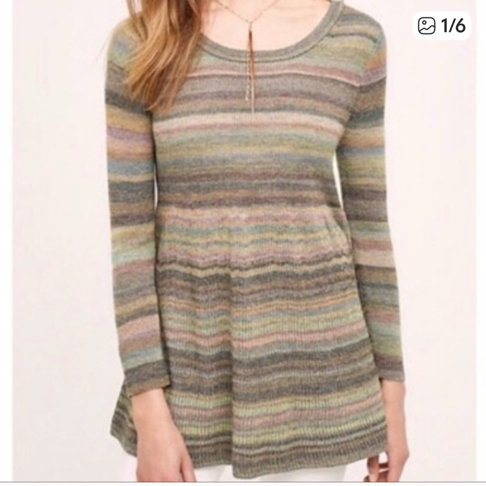 Moth Striped Multicolor Scoop-Neck Sweater Top